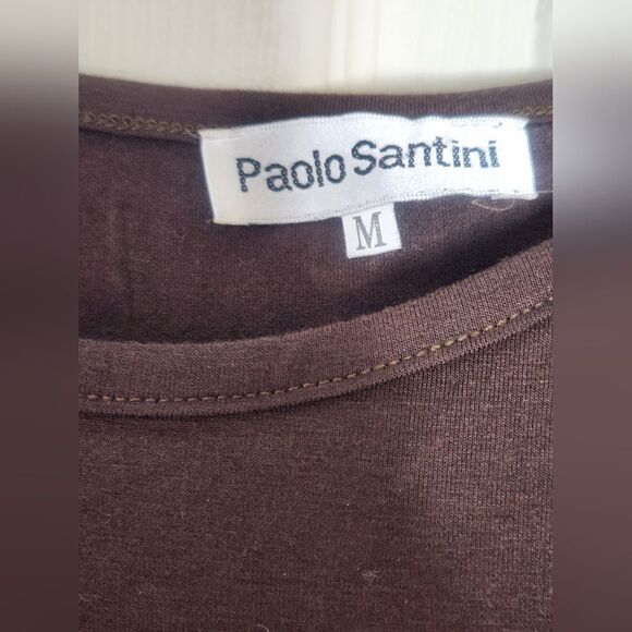 VTG PAOLO SANTINI M Brown Boot Print Beaded Sequin Turtleneck LSlv Women's Top - Picture 8 of 12